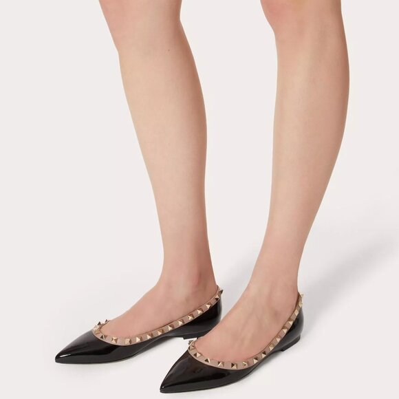 Valentino Rockstud Studded Patent Leather Ballet Ballerina Flats Shoes - Picture 4 of 16